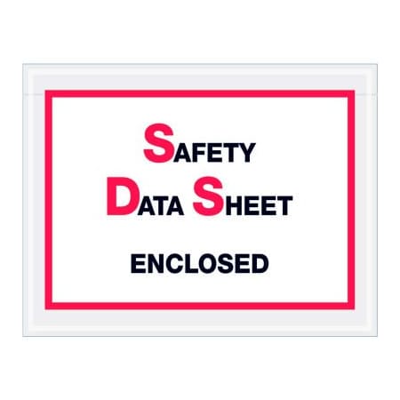 Box Packaging Full Face SDS Envelopes, "Safety Data Sheet Enclosed" Print, 5"L x 6-1/2"W, Clear, 1000/Pack PL495